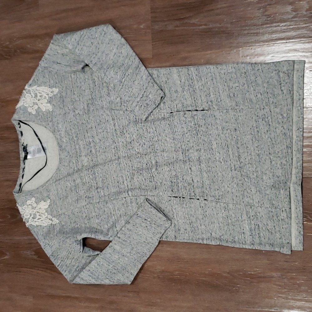 (M) Dept Lace Details Heathered Beaded Long Too Pockets 100% Cotton Comfortable